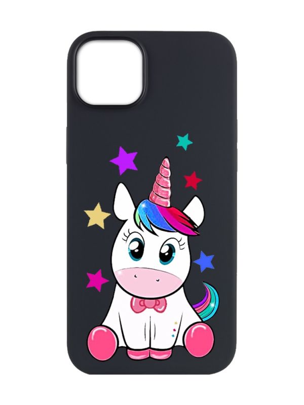 Матовий чорний чохол на Apple iPhone 14 Plus :: Єдиноріг (принт 102)