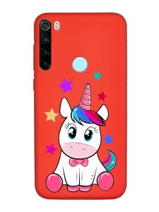 Матовий червоний чохол на Xiaomi Redmi Note 8T :: Єдиноріг (принт 102)