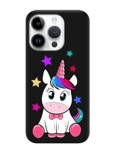 Матовий чорний чохол на Apple iPhone 14 Pro :: Єдиноріг (принт 102)