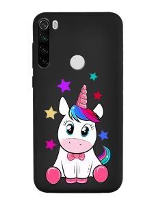 Матовий чорний чохол на Xiaomi Redmi Note 8T :: Єдиноріг (принт 102)