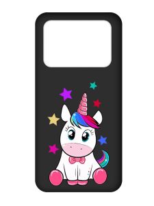 Матовий чорний чохол на Xiaomi Poco X4 Pro 5G :: Єдиноріг (принт 102)