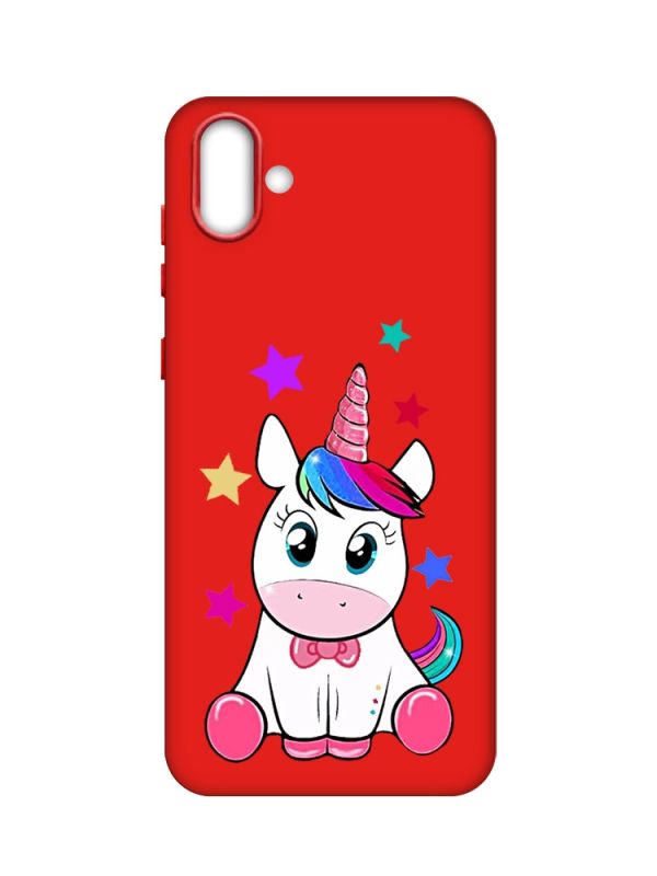 Матовий червоний чохол на Samsung Galaxy A04 :: Єдиноріг (принт 102)