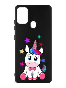 Матовий чорний чохол на Samsung Galaxy M30s/M21 :: Єдиноріг (принт 102)