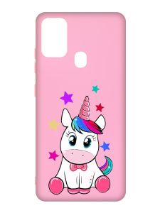 Матовий рожевий чохол на Samsung Galaxy M30s/M21 :: Єдиноріг (принт 102)