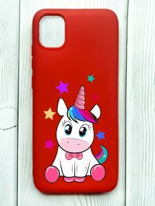 Матовий червоний чохол на Samsung Galaxy A04E/A042 :: Єдиноріг (принт 102)