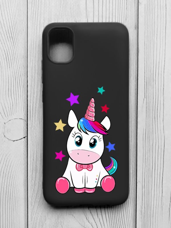 Матовий чорний чохол на Samsung Galaxy A04E/A042 :: Єдиноріг (принт 102)