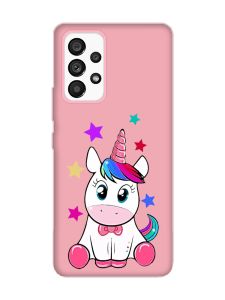 Матовий рожевий чохол на Samsung Galaxy A53 4G/5G :: Єдиноріг (принт 102)