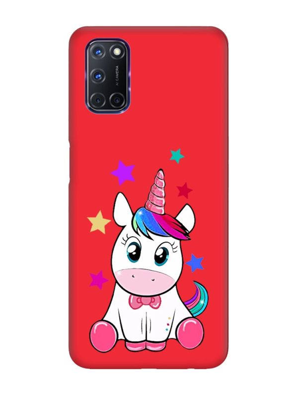 Матовий червоний чохол на Oppo A52/ A72/ A92 :: Єдиноріг (принт 102)
