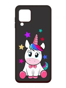 Матовий чорний чохол на Samsung Galaxy A22 4G/M32/M22 :: Єдиноріг (принт 102)