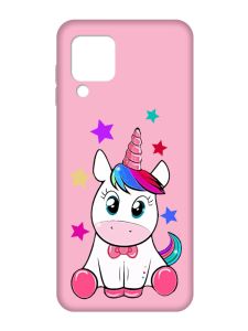 Матовий рожевий чохол на Samsung Galaxy A22 4G/M32/M22 :: Єдиноріг (принт 102)