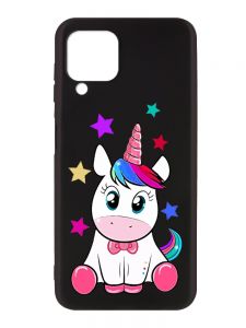 Матовий чорний чохол на Samsung Galaxy A12 :: Єдиноріг (принт 102)