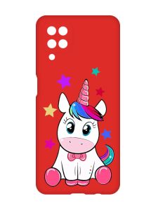 Матовий червоний чохол на Samsung Galaxy A12 :: Єдиноріг (принт 102)