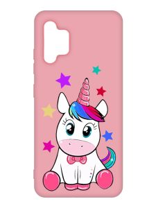 Матовий рожевий чохол на Samsung Galaxy A32 :: Єдиноріг (принт 102)