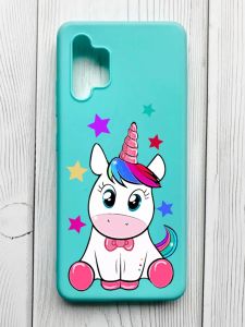 Матовий бірюзовий чохол на Samsung Galaxy A32 :: Єдиноріг (принт 102)
