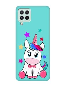 Матовий бірюзовий чохол на Samsung Galaxy A22 4G/ M32/ M22 :: Єдиноріг (принт 102)