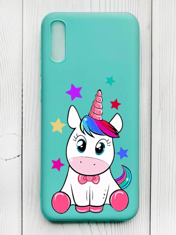Матовий бірюзовий чохол на Xiaomi Redmi 9А :: Єдиноріг (принт 102)