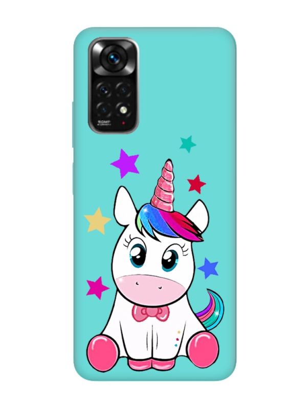 Матовий бірюзовий чохол на Xiaomi Redmi Note 11 :: Єдиноріг (принт 102)