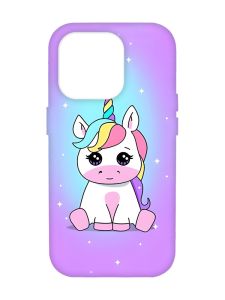 Матовий рожевий чохол на Apple iPhone 14 Pro Max :: Єдиноріг (принт 103)