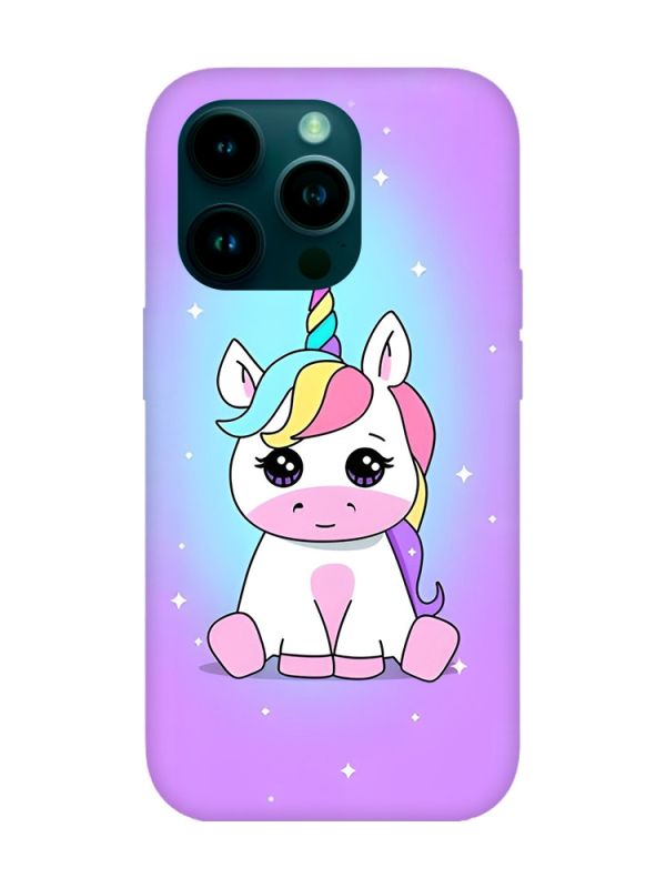 Матовий рожевий чохол на Apple iPhone 14 Pro :: Єдиноріг (принт 103)
