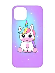 Матовий чохол з бірюзовими боками на Apple iPhone 14 :: Єдиноріг (принт 103)