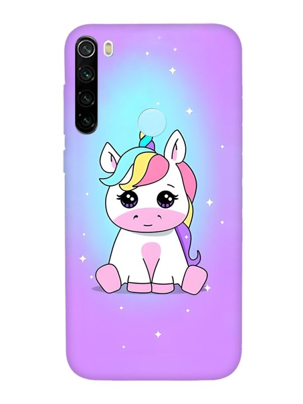 Матовий чохол з червоними боками на Xiaomi Redmi Note 8T :: Єдиноріг (принт 103)