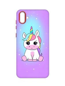 Матовий чохол з червоними боками на Samsung Galaxy A04 :: Єдиноріг (принт 103)