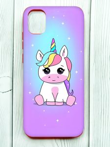 Матовий чохол з червоними боками на Samsung Galaxy A04E/A042 :: Єдиноріг (принт 103)