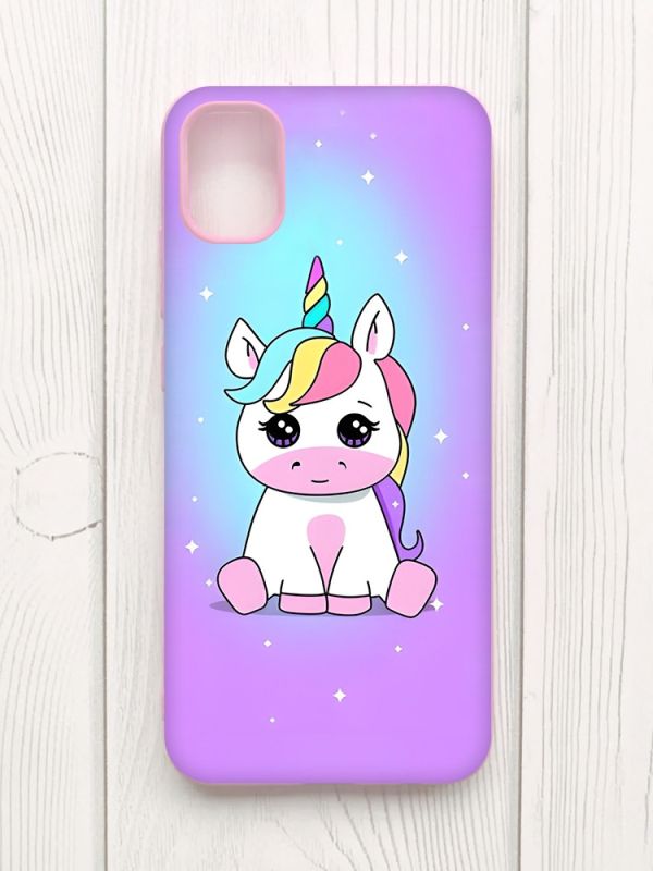 Матовий рожевий чохол на Samsung Galaxy A04E/A042 :: Єдиноріг (принт 103)