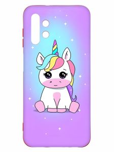 Матовий чохол з червоними боками на Samsung A13 4G :: Єдиноріг (принт 103)