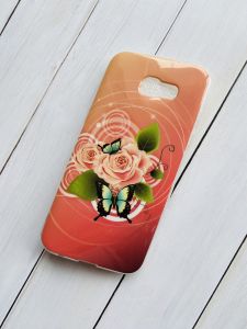 Силіконовий чохол із малюнком для Samsung А5(2017) А520 Метелик і роза на рожевому