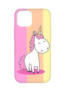 Матовий чохол з бірюзовими боками на Apple iPhone 12 Pro Max :: Єдиноріг (принт 104)