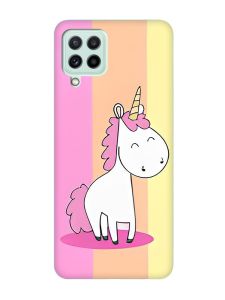 Матовий чохол з бірюзовими боками на Samsung Galaxy A22 4G/ M32/ M22 :: Єдиноріг (принт 104)