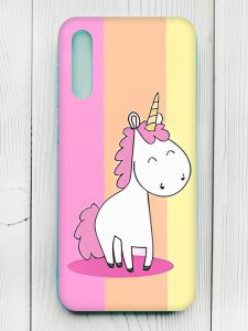 Матовий чохол з бірюзовими боками на Samsung Galaxy А50 (2019) А505F :: Єдиноріг (принт 104)