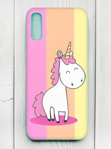 Матовий чохол з бірюзовими боками на Xiaomi Redmi 9А :: Єдиноріг (принт 104)