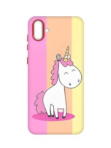 Матовий чохол з червоними боками на Samsung Galaxy A04 :: Єдиноріг (принт 104)