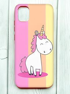 Матовий чохол з червоними боками на Samsung Galaxy A04E/A042 :: Єдиноріг (принт 104)