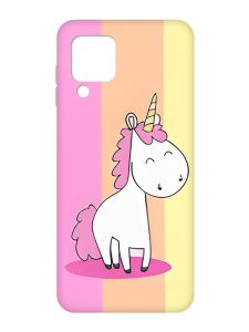 Матовий чохол з рожевими боками на Samsung Galaxy A22 4G/M32/M22 :: Єдиноріг (принт 104)