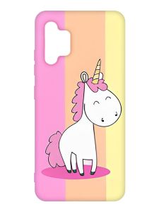 Матовий чохол з рожевими боками на Samsung Galaxy A32 :: Єдиноріг (принт 104)