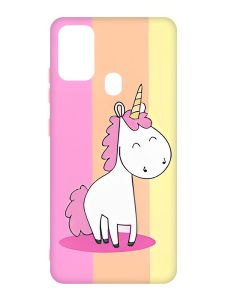 Матовий чохол з рожевими боками на Samsung Galaxy M30s/M21 :: Єдиноріг (принт 104)