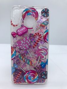 Силіконовий чохол з рухливими блискітками на Samsung Galaxy M20 Цукерки