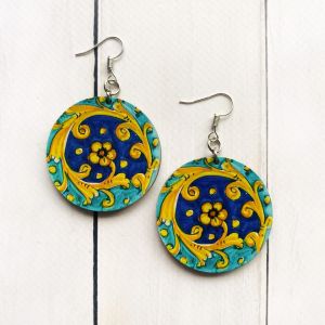 Сережки з дерева. Візерунок Акварель (принт 4.3)