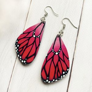Сережки з дерева. Крильця метелика (принт 6.1)