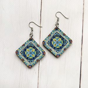 Сережки з дерева. Орнамент (принт 3.2)