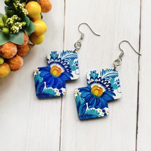 Сережки з дерева. Петриківський розпис (принт 1.1)