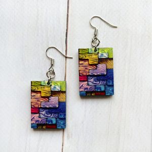 Сережки з дерева. Різнокольорові пазли (принт 2.2)