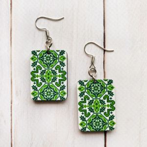 Сережки з дерева. Орнамент вишивки (принт 2.6)