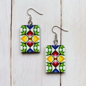 Сережки з дерева. Орнамент (принт 2.7)