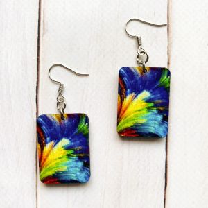 Сережки з дерева. Різнокольоровий фон (принт 2.8)