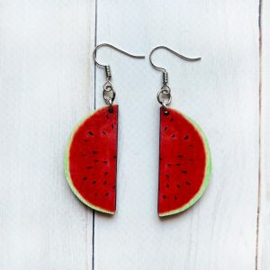 Сережки з дерева. Кавун (принт 5.1)