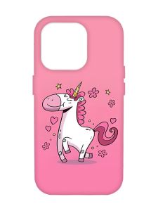 Матовий чохол з червоними боками на Apple iPhone 14 Pro Max :: Єдиноріг (принт 105)